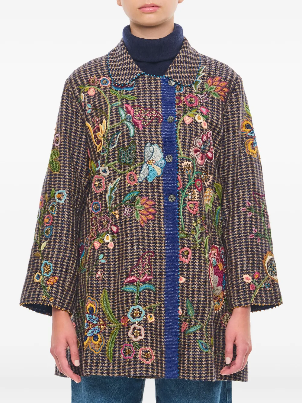 Pero floral-embroidered coat | Brown | Image 1