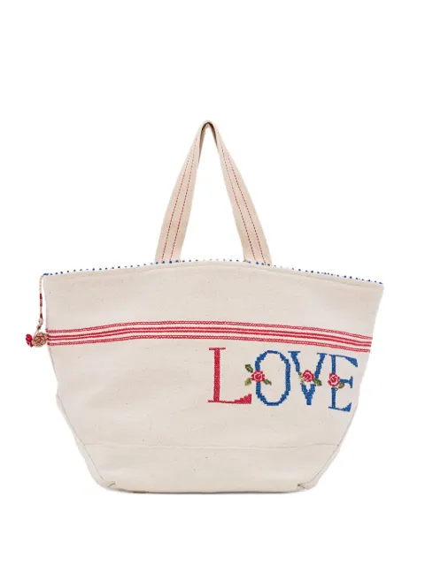 Pero embroidered-lettering striped tote bag
