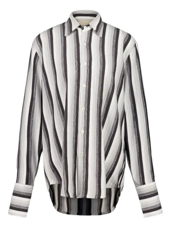 Marrakshi Life French-cuff Striped Shirt in White