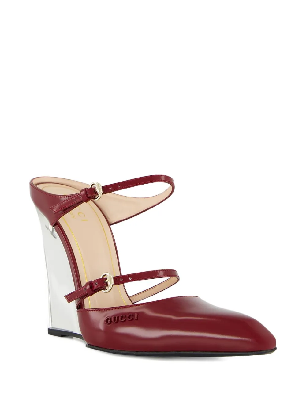 Gucci buckle-detail wedge mules Red