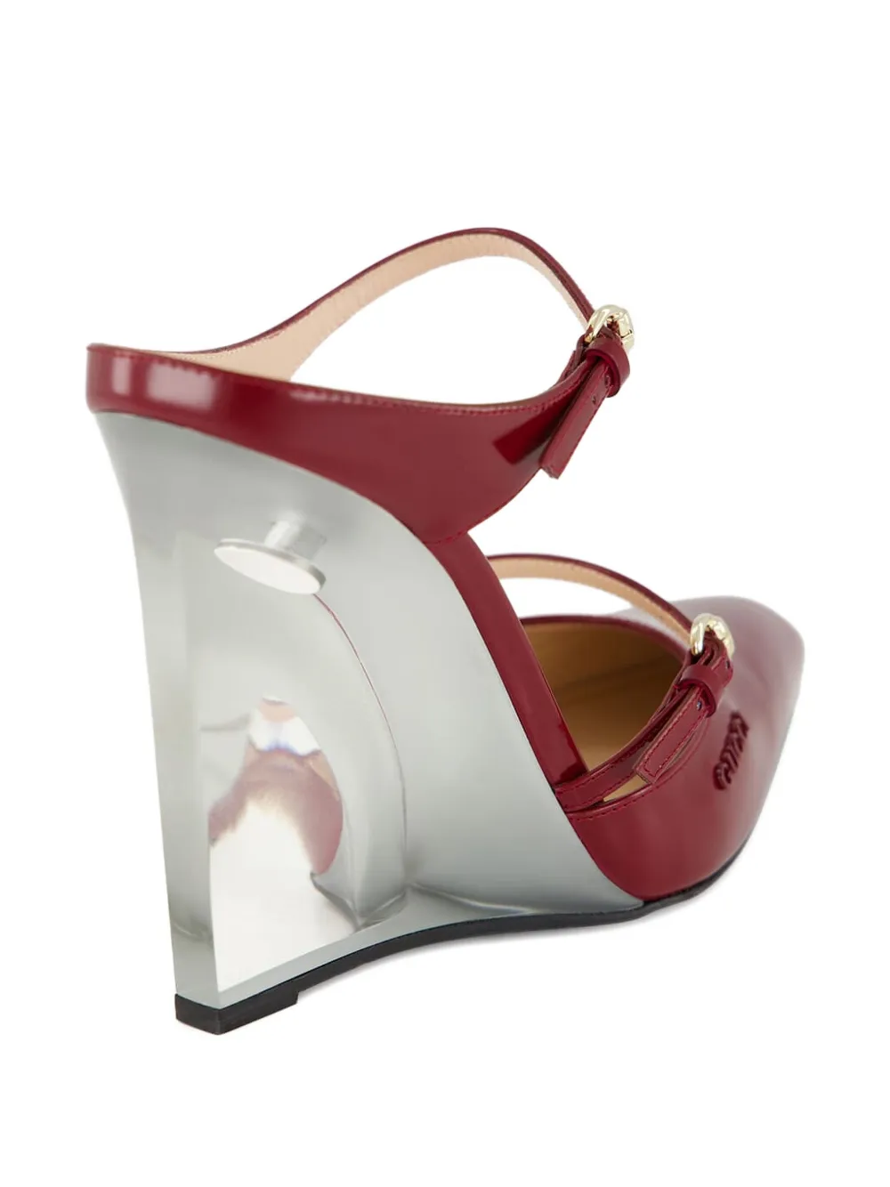 Gucci buckle-detail wedge mules Red