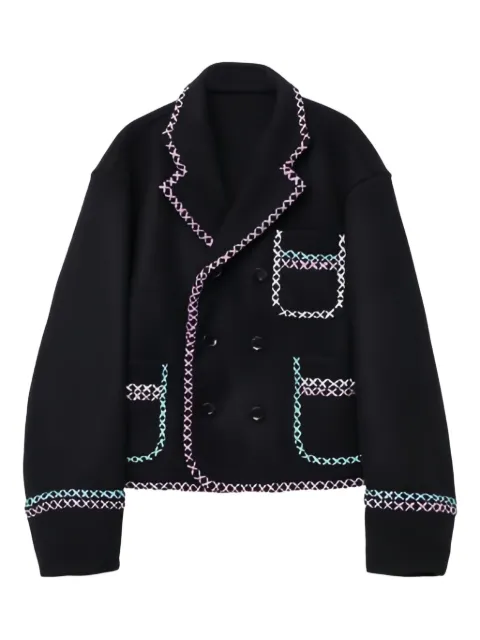 Anrealage double-breasted embroidered short coat