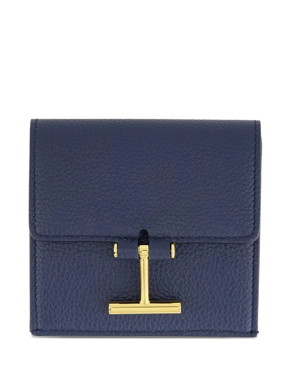 TOM FORD Tara logo-clasp grain-leather cardholder Blauw