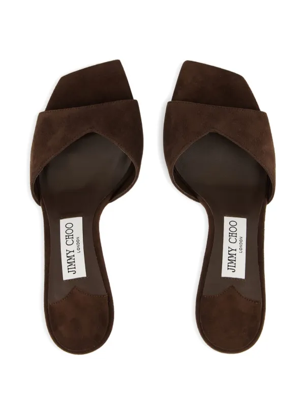 JIMMY CHOO Skye 70 スエード サンダル JIMMY CHOO Skye 70 crystal-embellished suede mules | NET-A