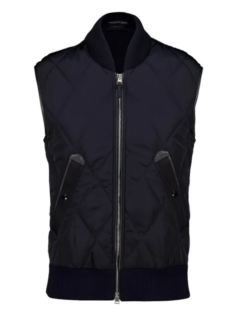 TOM FORD Gilet met diamantvormige voering en leren afwerking