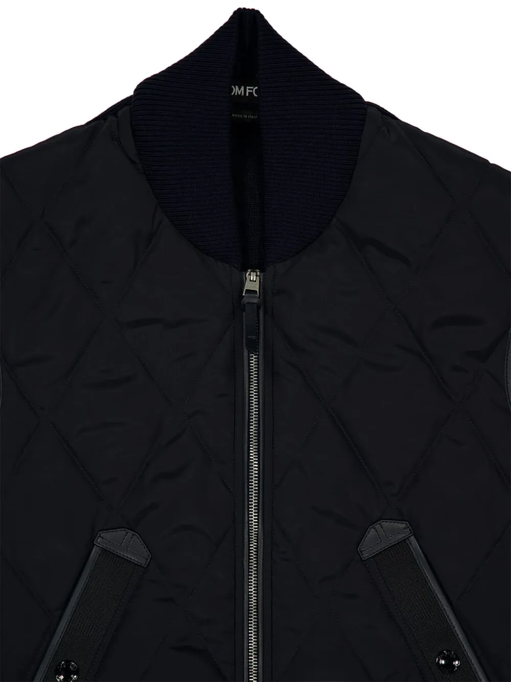 TOM FORD Gilet met diamantvormige voering en leren afwerking Blauw