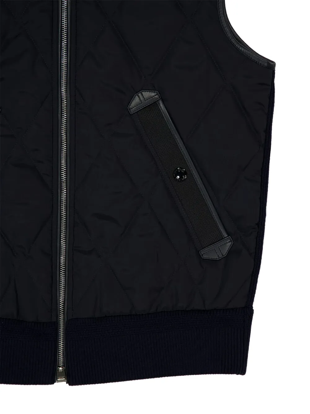 TOM FORD Gilet met diamantvormige voering en leren afwerking Blauw