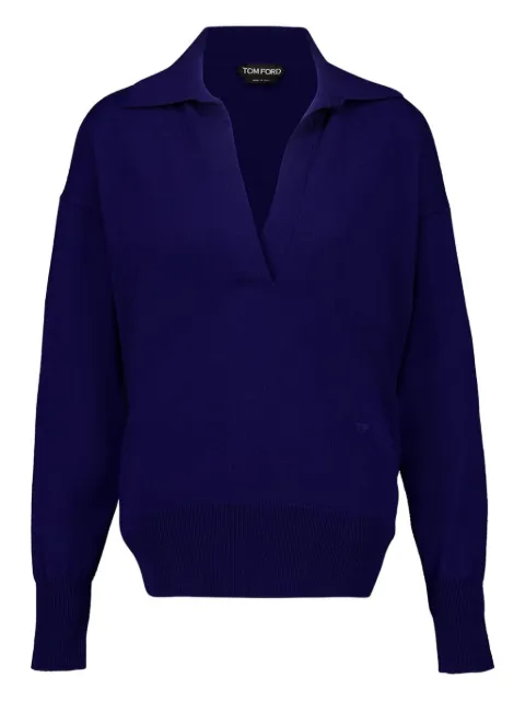 TOM FORD polo V-neck cashmere knit top
