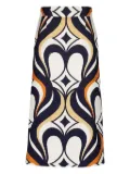 La DoubleJ macro-pattern midi skirt - White