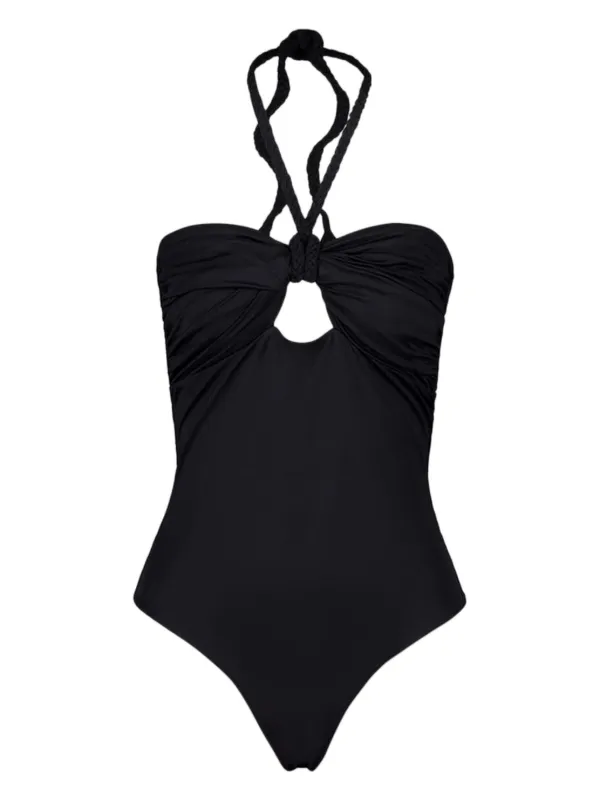Johanna Ortiz Braided-strap Halterneck Swimsuit in Black