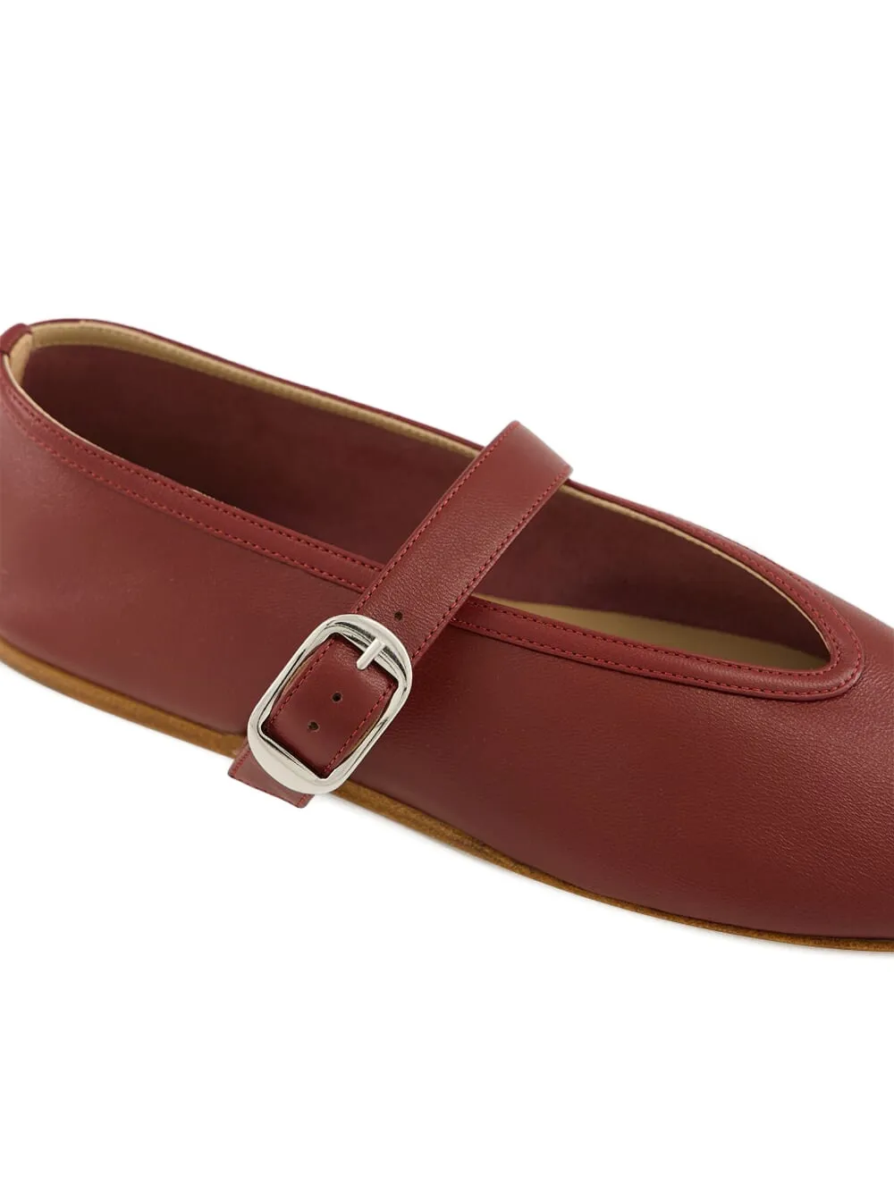 Le Monde Beryl Stella Buckle-strap Leather Ballet Flats In Brown