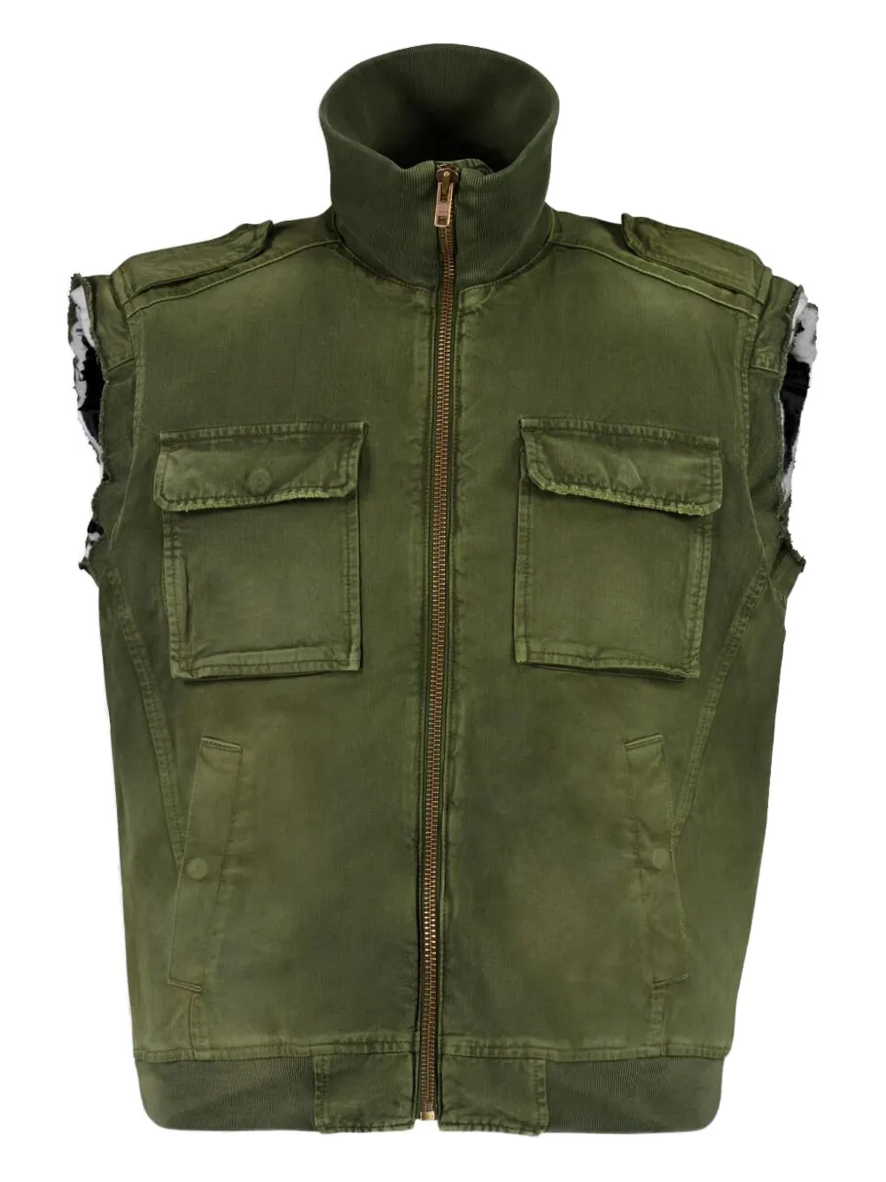 MM6 Maison Margiela Gerafelde bodywarmer Groen