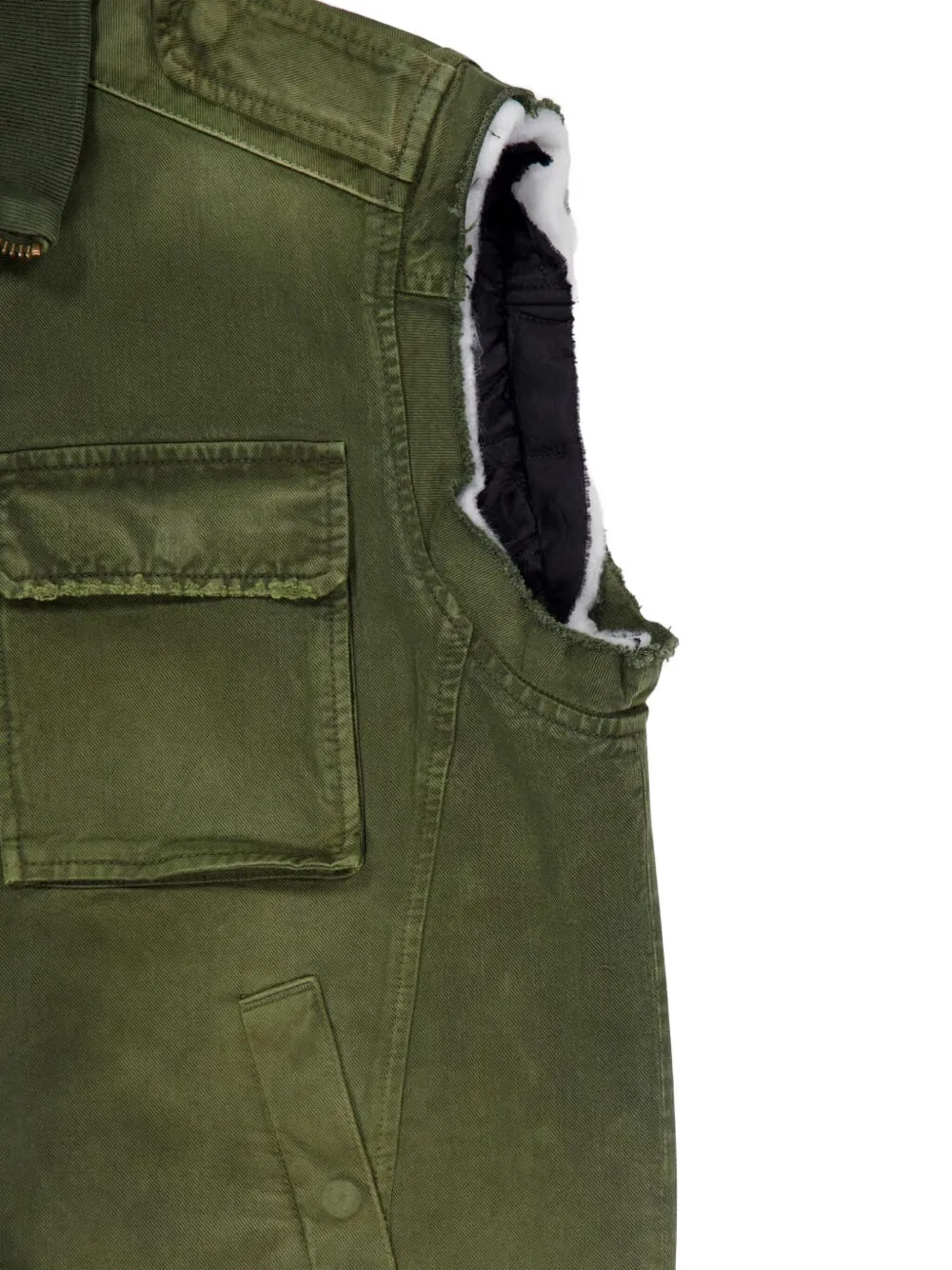 MM6 Maison Margiela Gerafelde bodywarmer Groen