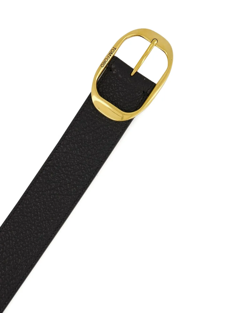 TOM FORD Riem van bewerkt leer met ovalen gesp Zwart