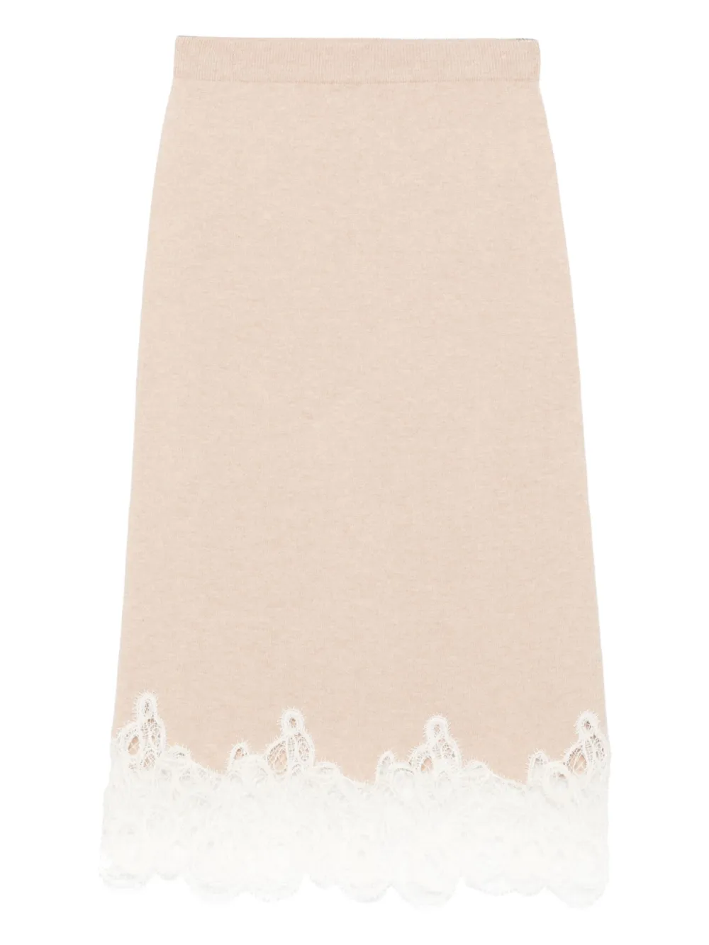 Fabiana Filippi Kokerrok met afwerking van kant Beige