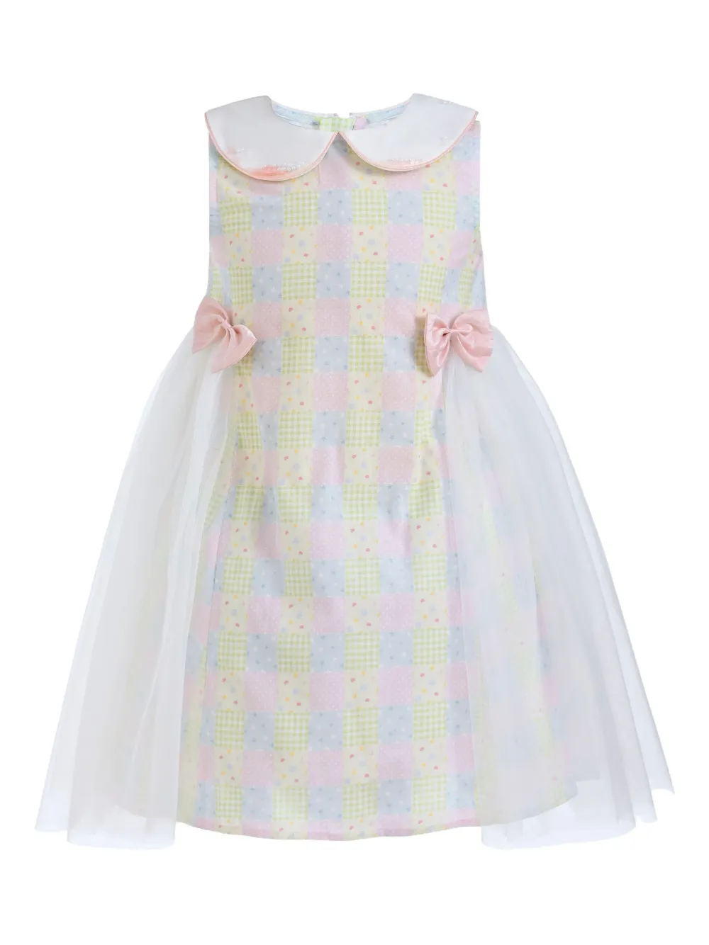 Mimi Tutu Tulen jurk met gingham ruit Wit