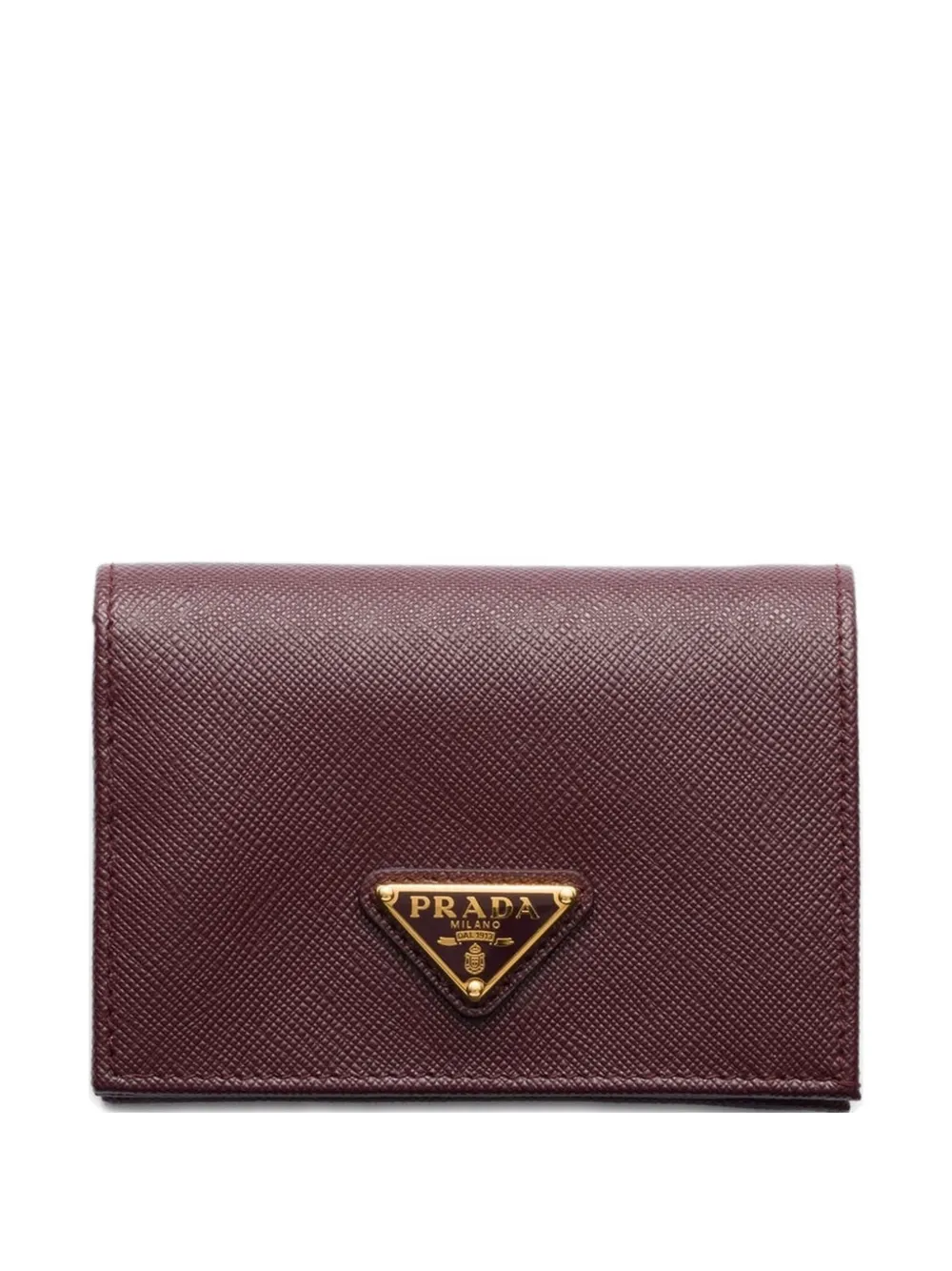 Prada Saffiano Leather Compact Wallet In Brown