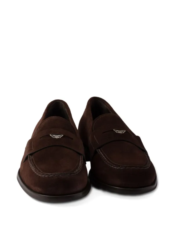Prada Suede Penny Loafers | Brown | FARFETCH display picture 3