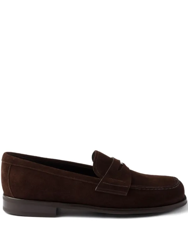 Men\'s PRADA SUEDE PENNY LOAFERS 9.5 PRADA Suede Penny Loafer Dress Shoes - 2DB191 - Brown - NEW  main image 4
