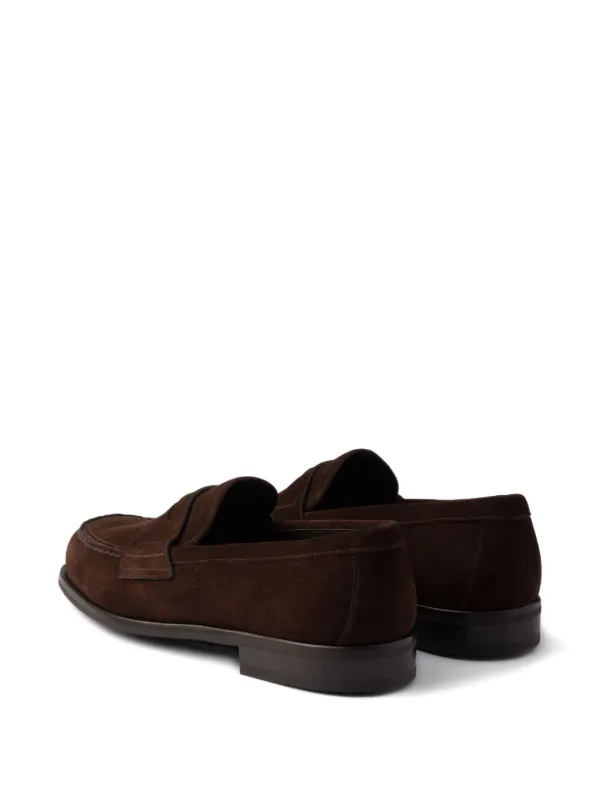 Prada Suede Penny Loafers | Brown | FARFETCH display picture 1