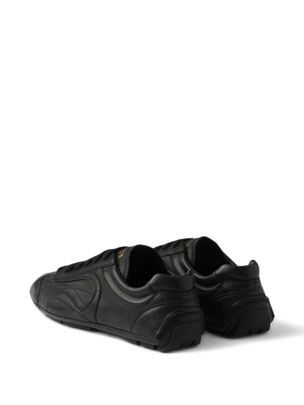 Prada Antiqued sneakers van nappaleer Zwart