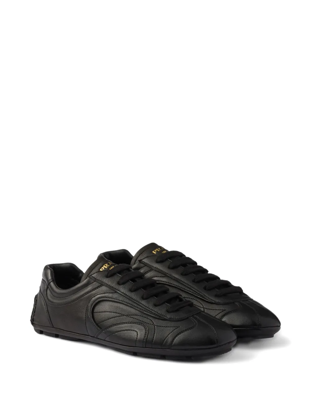 Prada Antiqued sneakers van nappaleer Zwart