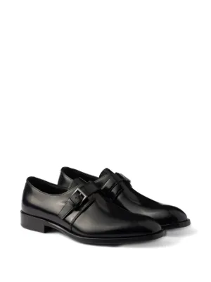 靴 16aw PRADA monk strap kilt leather shoes 16aw PRADA monk strap kilt leather shoes Black Brushed leather