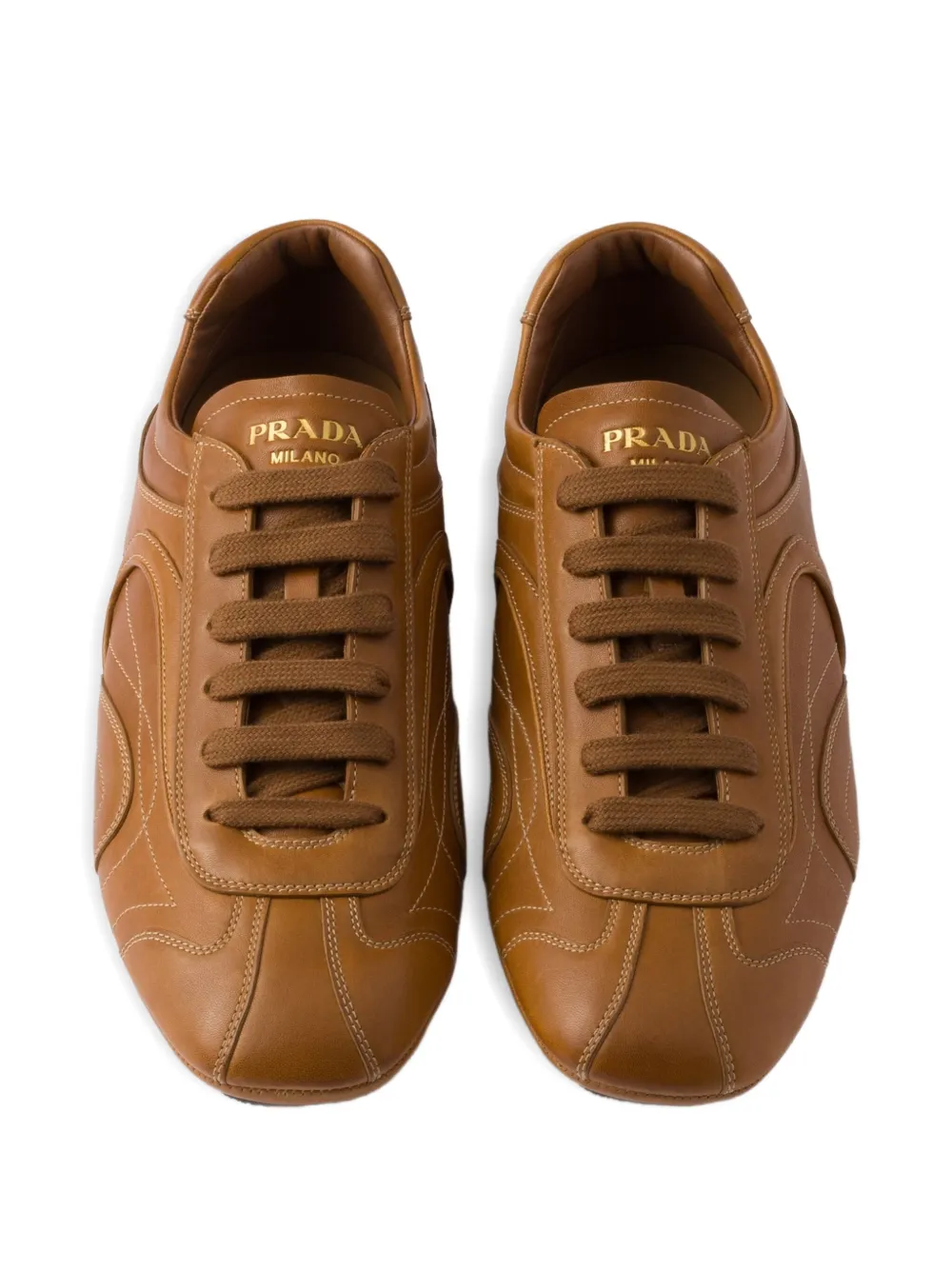 Prada Antiqued leren sneakers Bruin