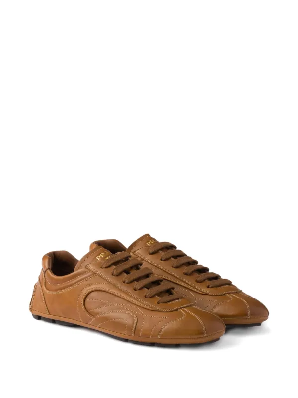 Prada Montecarlo Re-edition 2005 Antiqued Leather lace-up Trainers