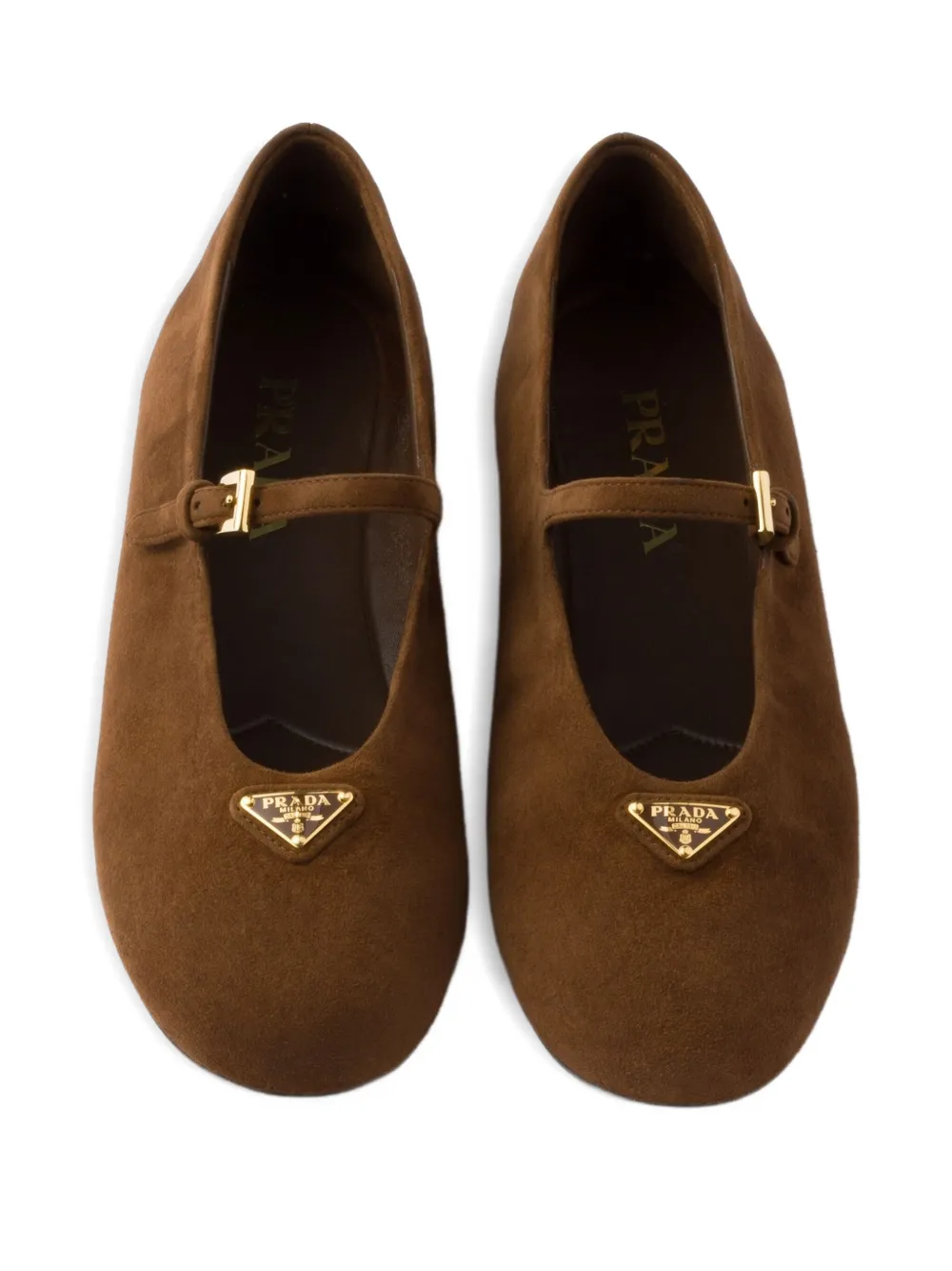 Prada embellished Mary Jane ballet flats Brown