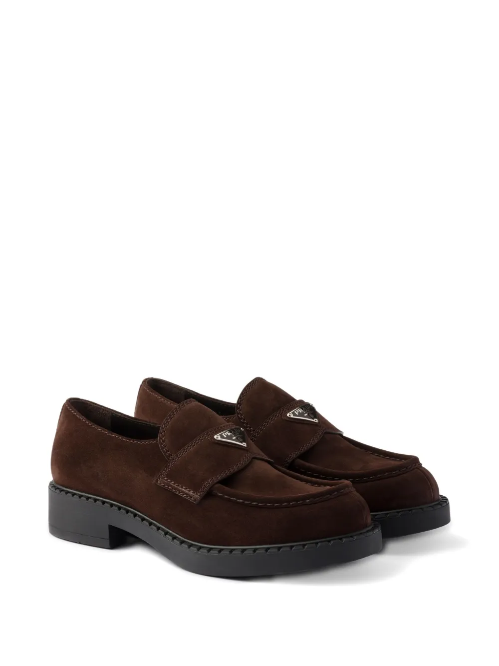 Prada Loafers met logo - Bruin
