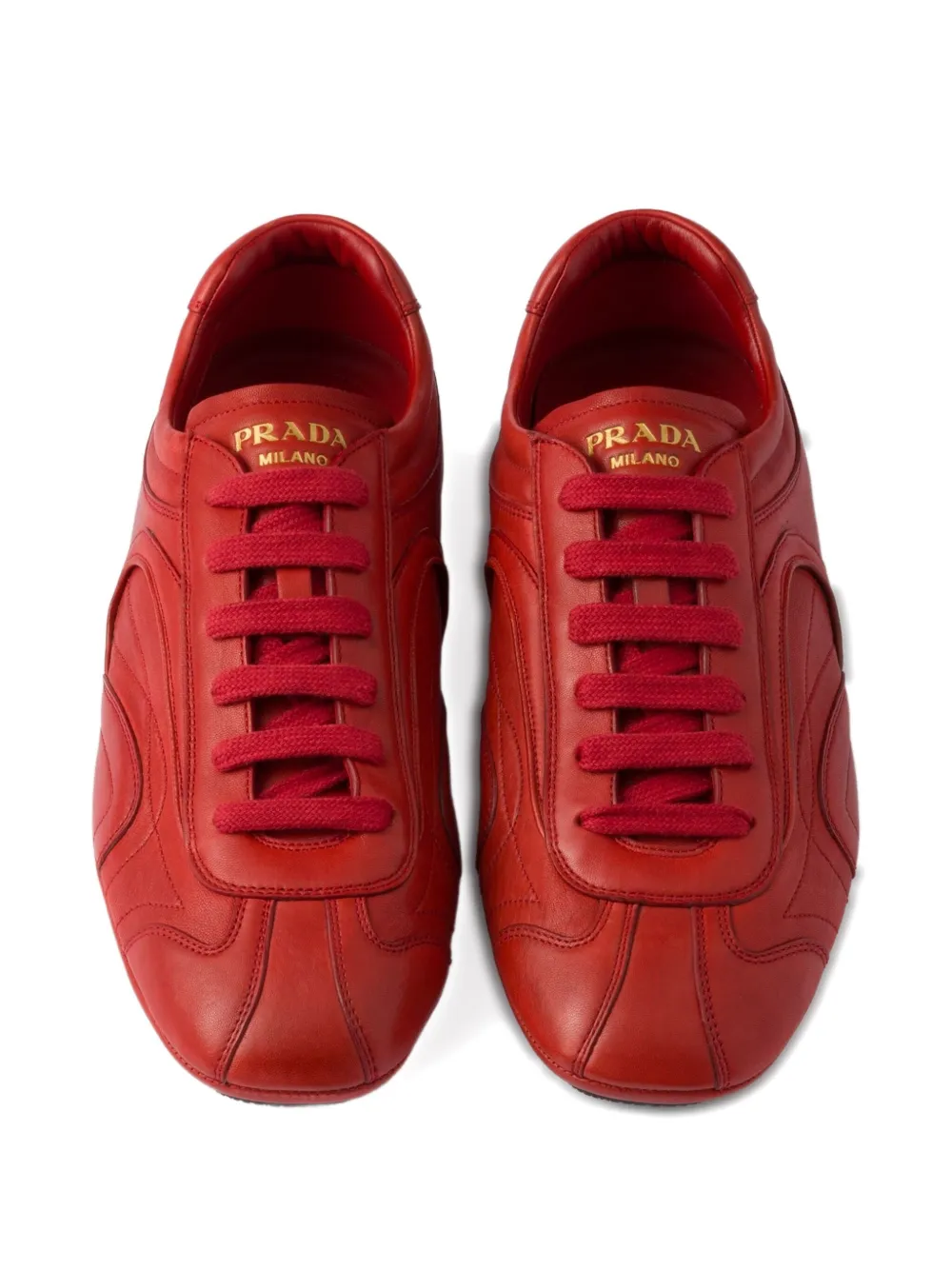 Prada Antiqued sneakers van nappaleer Bruin