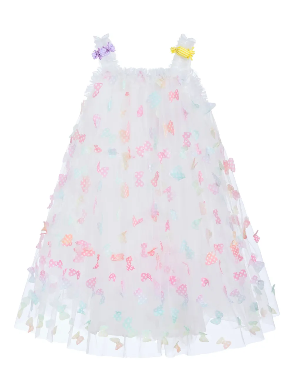 Mimi Tutu butterfly-embellished ruffled dress - ホワイト Mimi Tutu butterfly-embellished ruffled dress - ホワイト