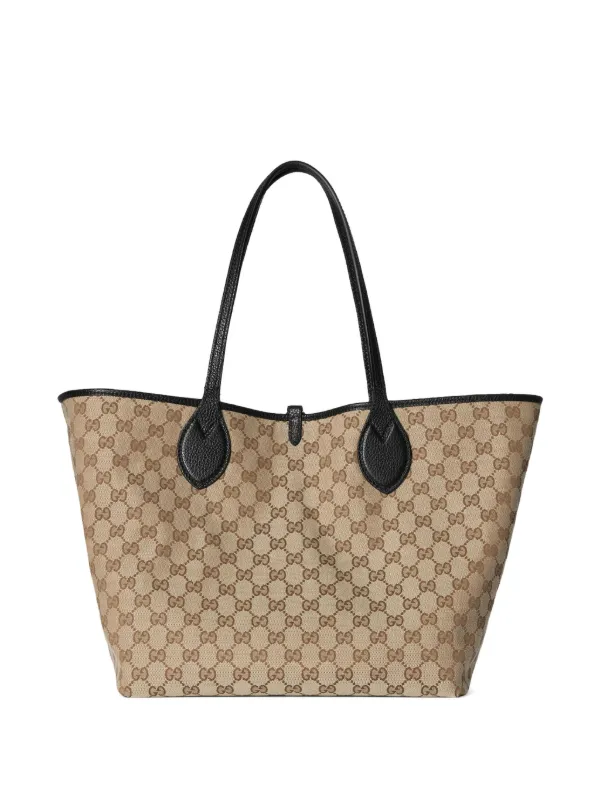 トートバッグ GUCCI Totissima leather shopping bag Gucci Totissima large reversible tote bag in brown leather