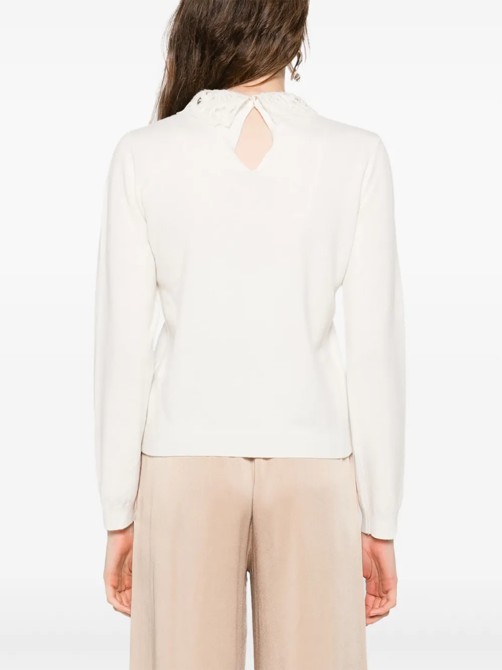 Fabiana Filippi Lace-trimmed Sweater In White