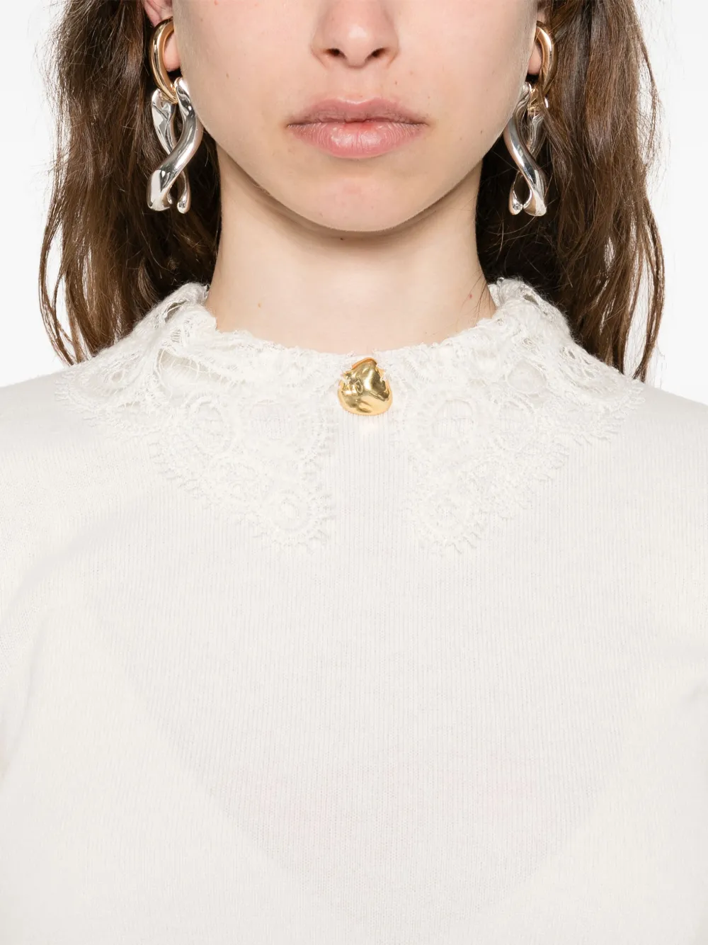 Fabiana Filippi Lace-trimmed Sweater In White
