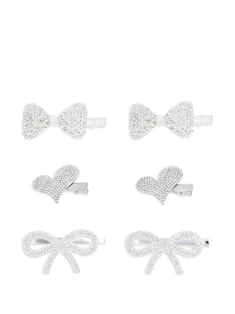 Mimi Tutu crystal bow heart hair clips (pack of six)
