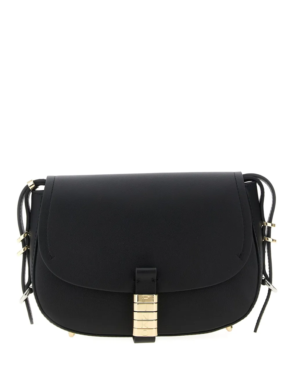 PINKO レザー ショルダーバッグ - ブラック PINKO レザー ショルダーバッグ - ブラック