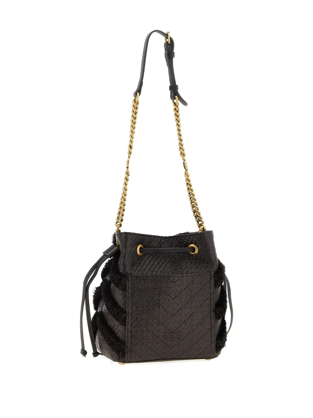 PINKO Bucket-tas met chevron patroon en franje Bruin