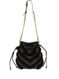 PINKO chevron-pattern fringed bucket bag - Brown