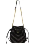 PINKO chevron-pattern fringed bucket bag - Brown