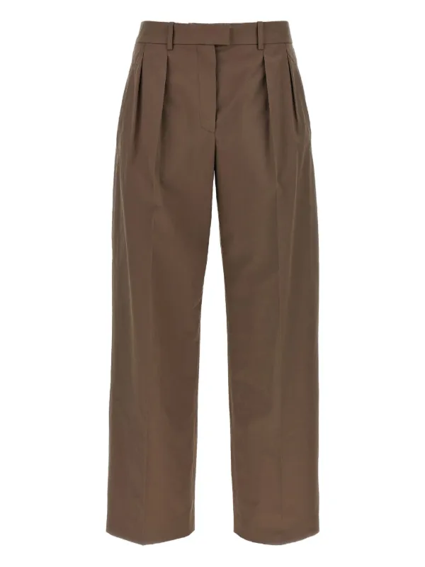 【VIP価格！】THE ROW ブラウン レザー ワイドレッグ パンツ The Row ワイドパンツ | ブラウン | FARFETCH JP