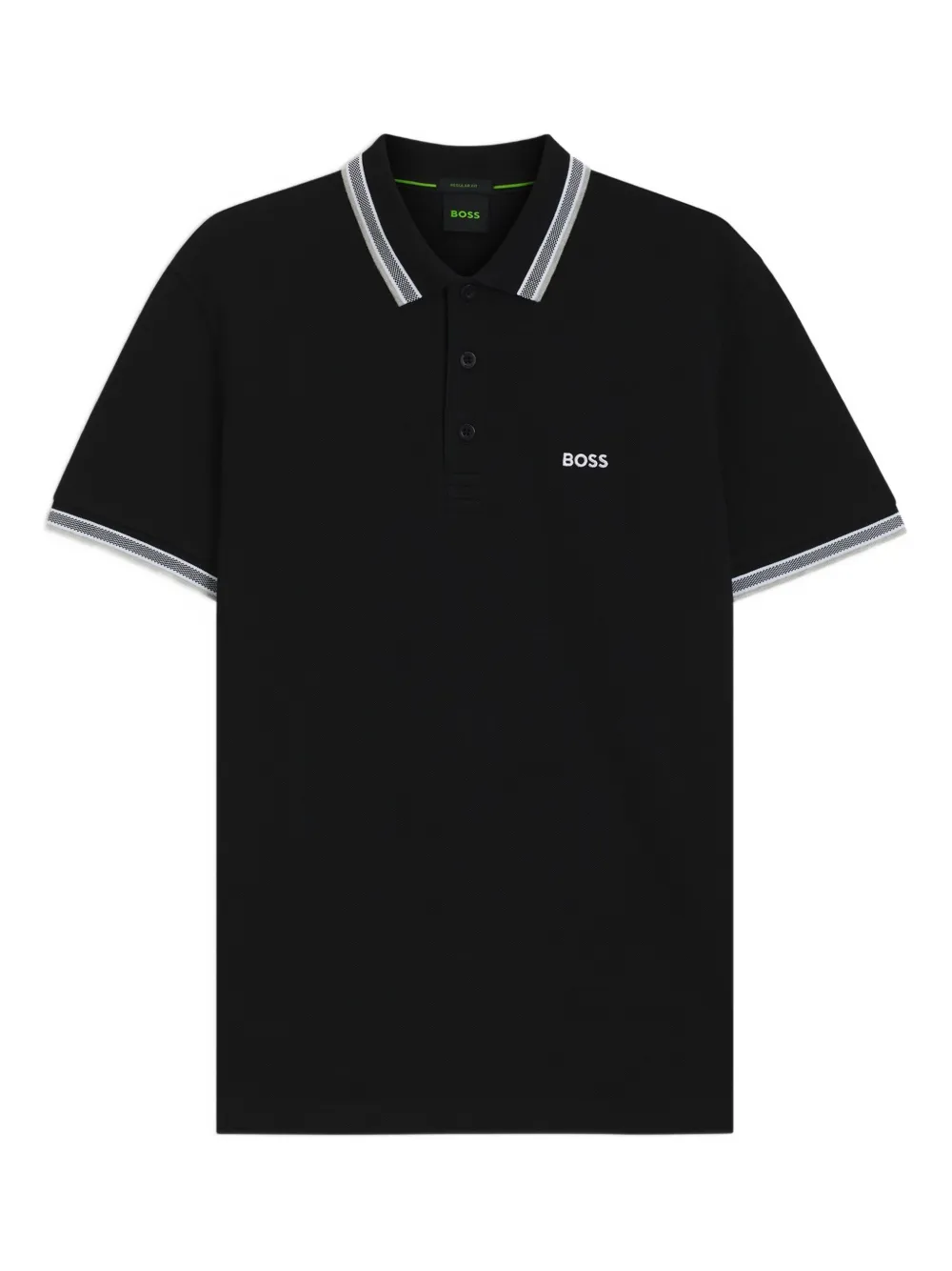 BOSS playera tipo polo con rayas en el cuello | negro | Image 1