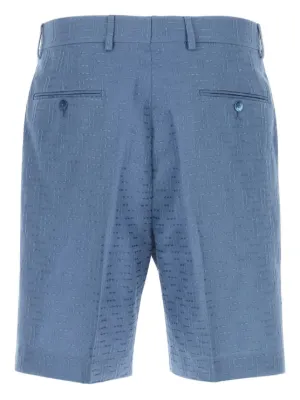 ハーフ・ショートパンツ Fendi Cerulean Blue Linen Blend Bermuda Shorts Fendi Linen Bermuda FF Shorts – THELUXESHOPPER