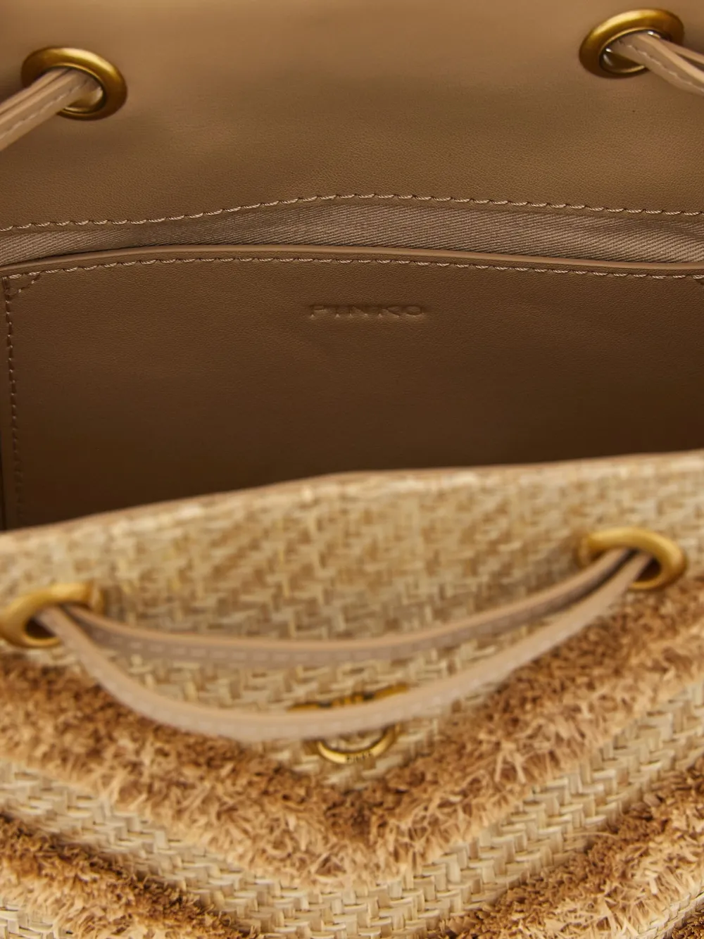 PINKO Bucket-tas met franje Beige