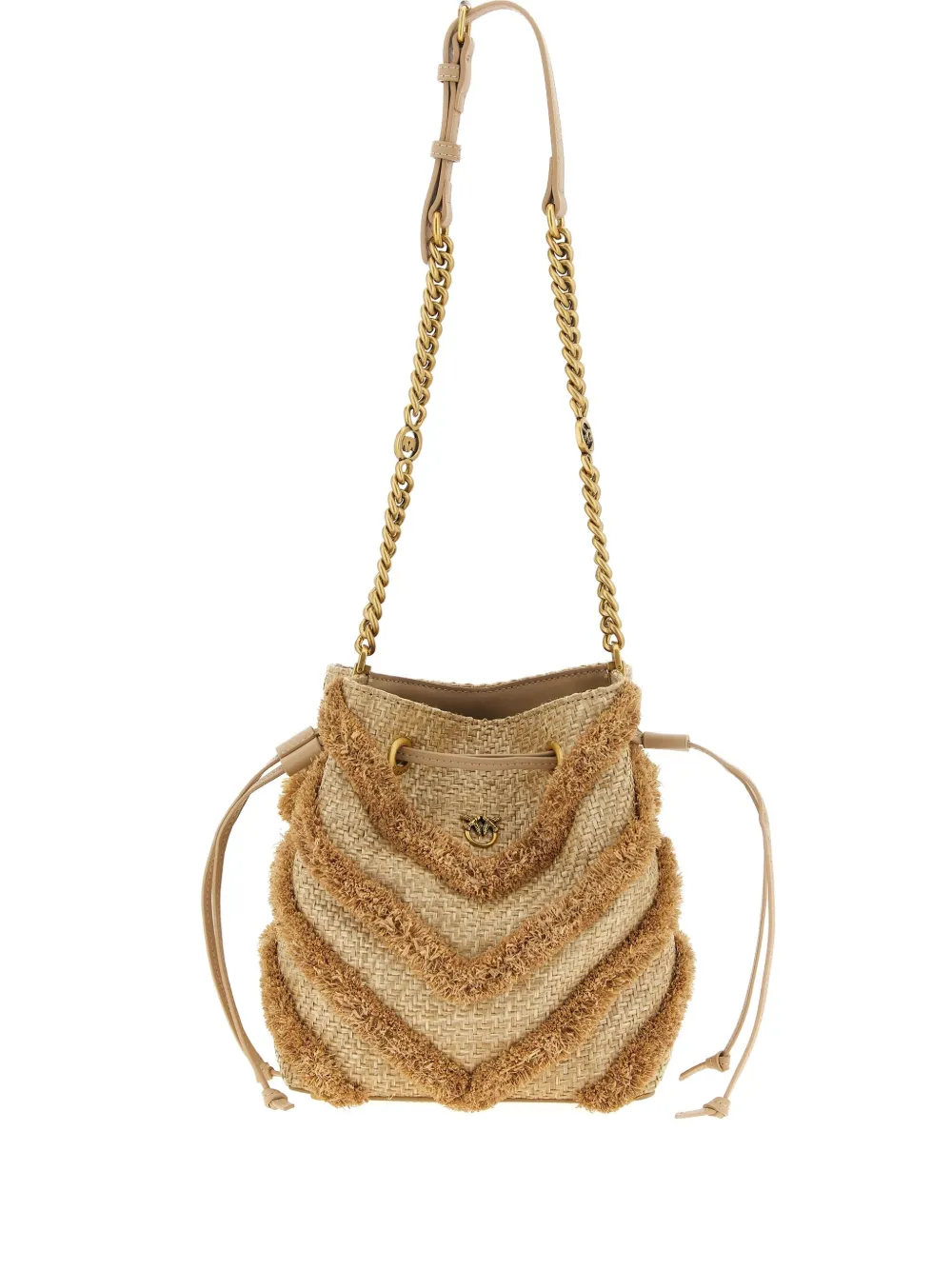 PINKO Bucket-tas met franje Beige