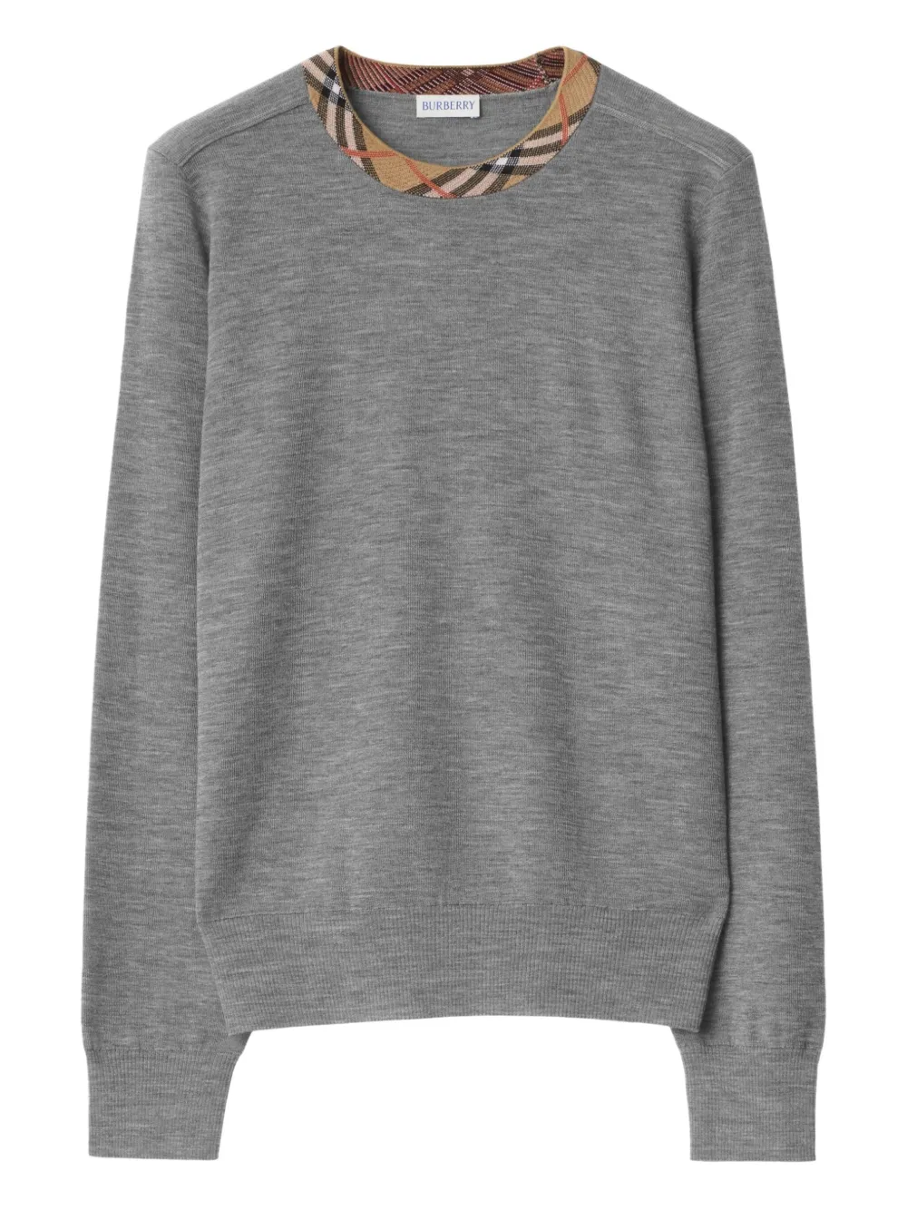 Burberry Pullover mit kariertem Kragen - Grau