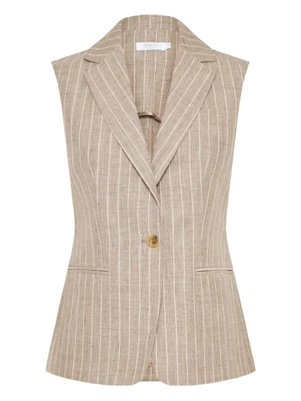 Barba Striped Waistcoat in White