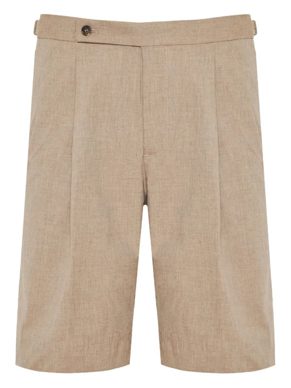 Incotex Pleated Cotton Shorts in Neutrals