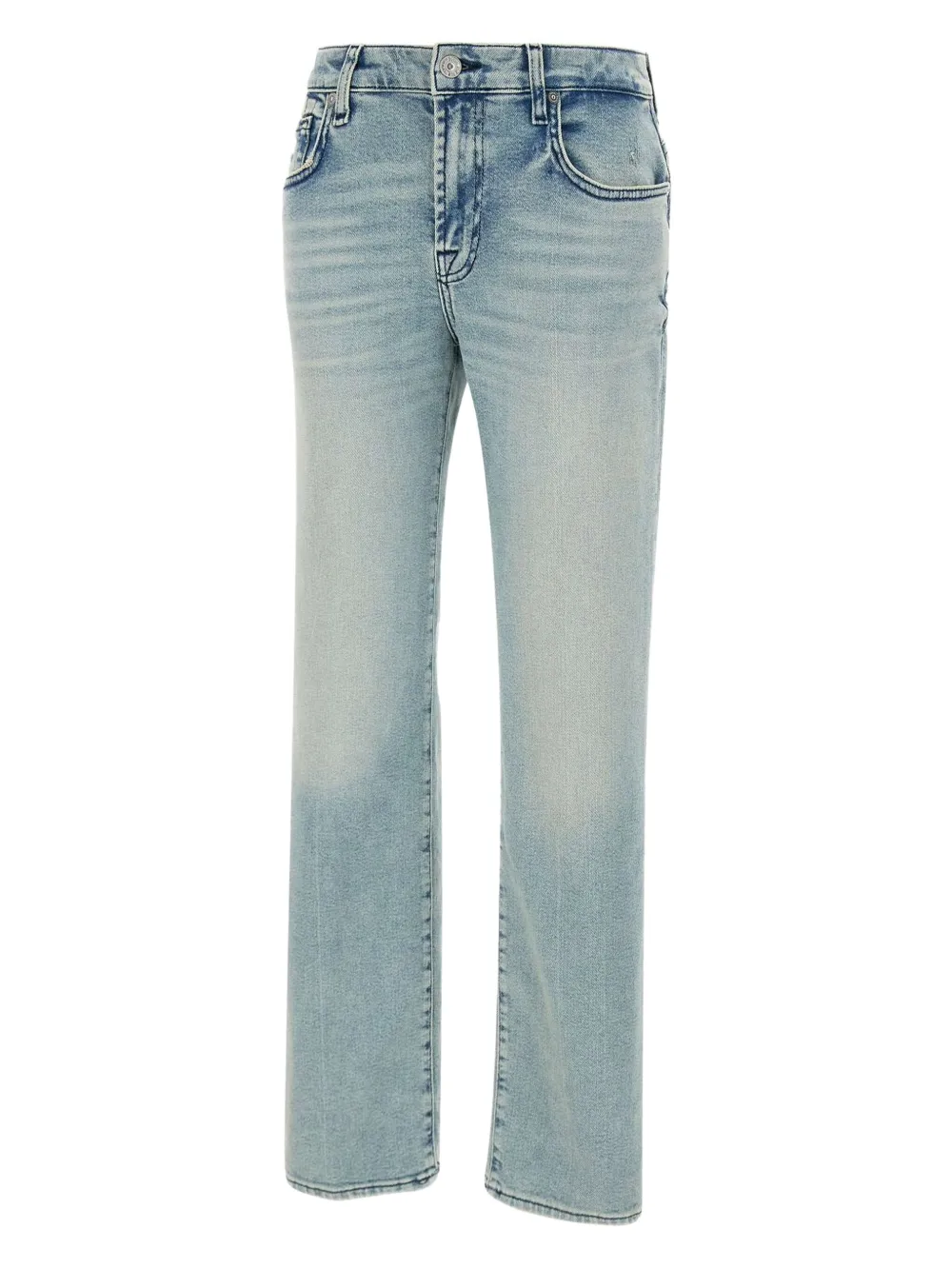 7 For All Mankind Faded Straight-leg Jeans